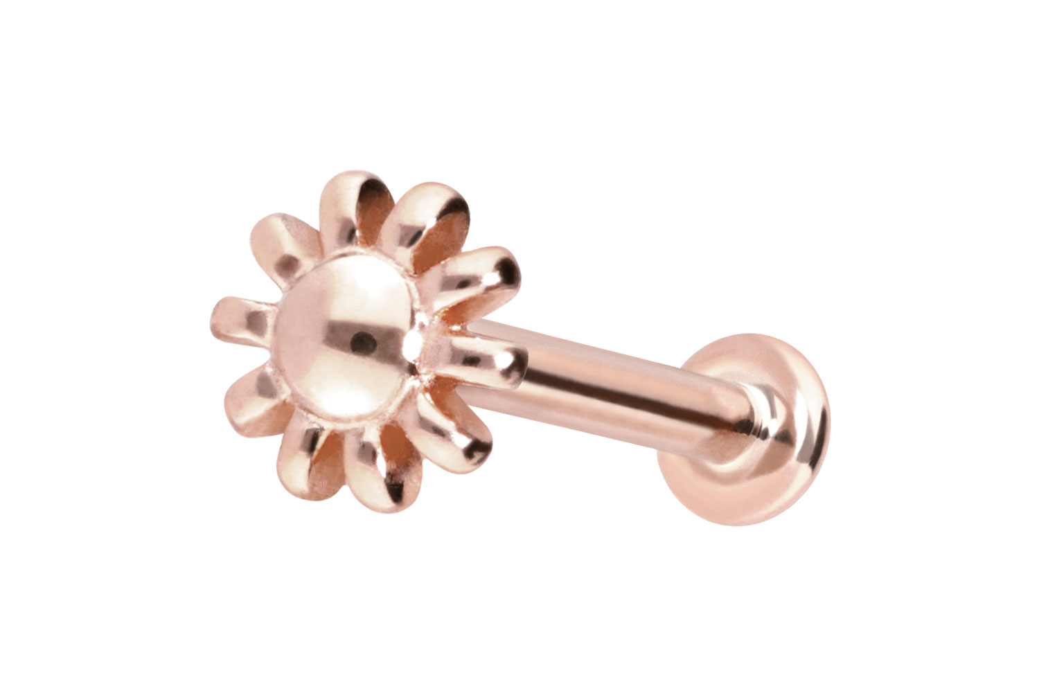14 Karat Gold Labret Piercing mit Innengewinde BLUME
